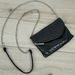 HOBO Black Mini Laser Cut Crossbody Chain Purse